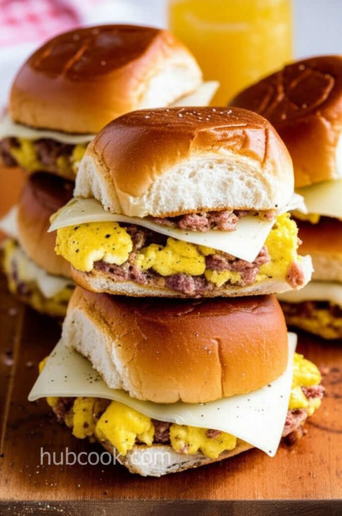 Breakfast Sliders with Corned Beef and Eggs
