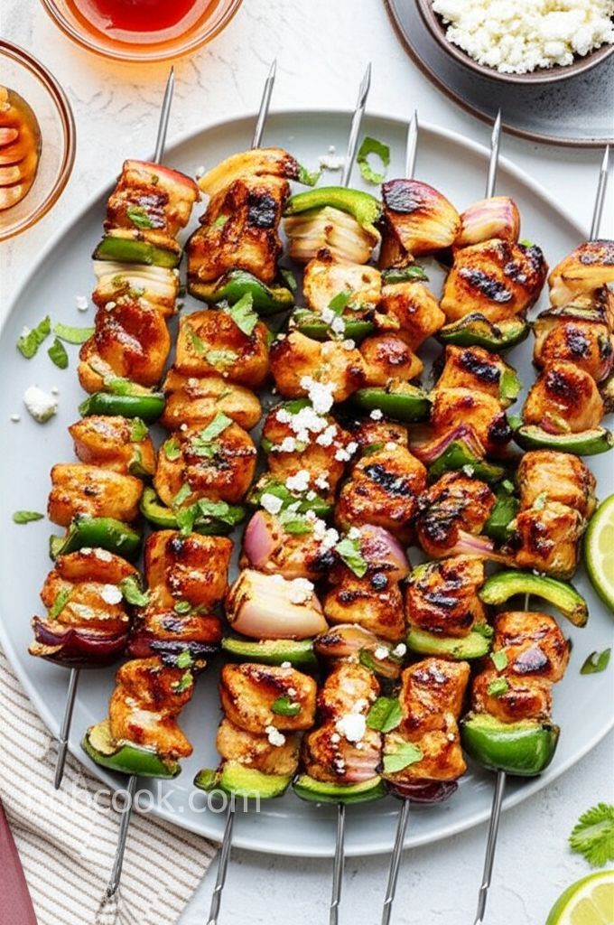 Hot Honey Feta Chicken Skewers