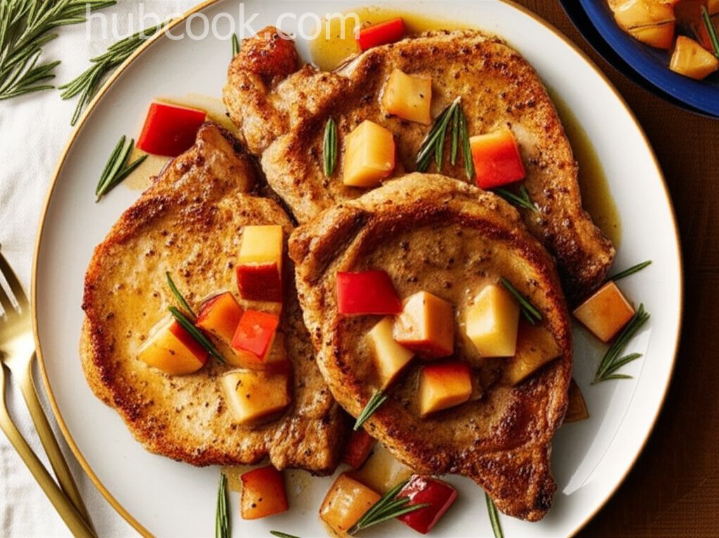Pan-Fried Pork Chops with Apple and Pepper Gravy