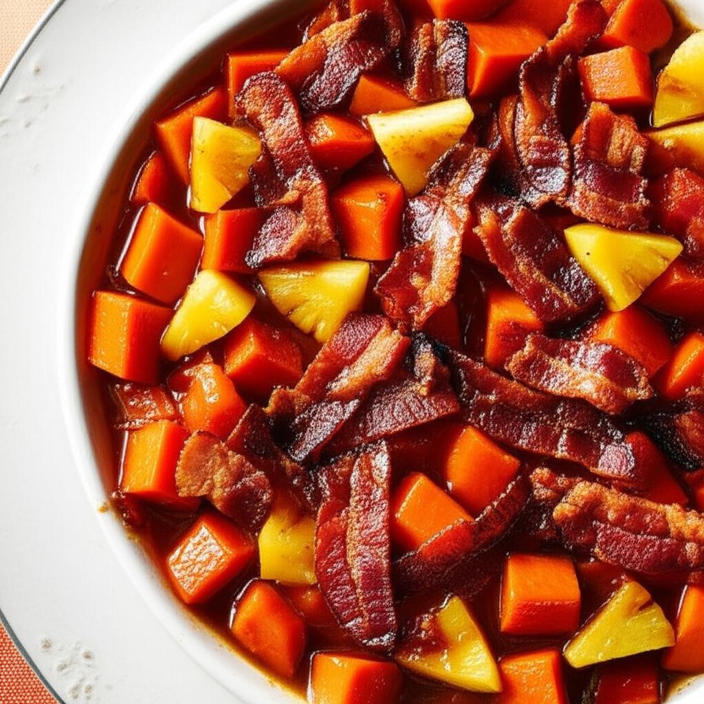 Spicy Glazed Sweet Potatoes and Pineapples
