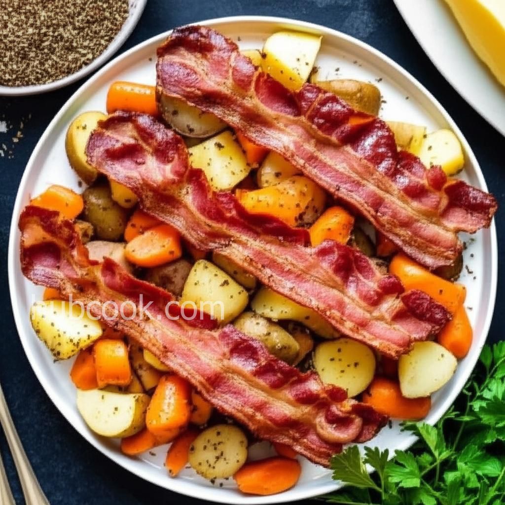 Sunshine's Roasted Winter Vegetables with Chicken-Apple Sausage and Bacon