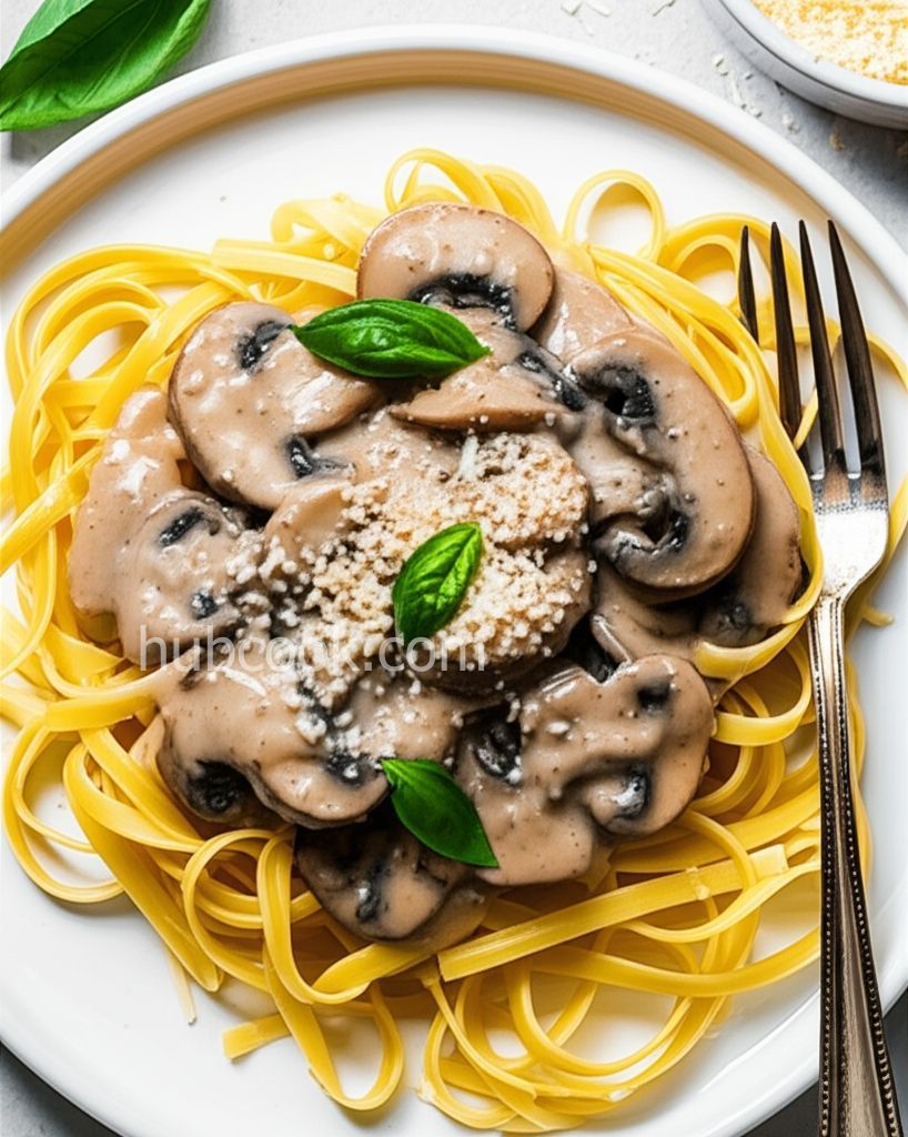 Basil Mushrooms in Cream Sauce