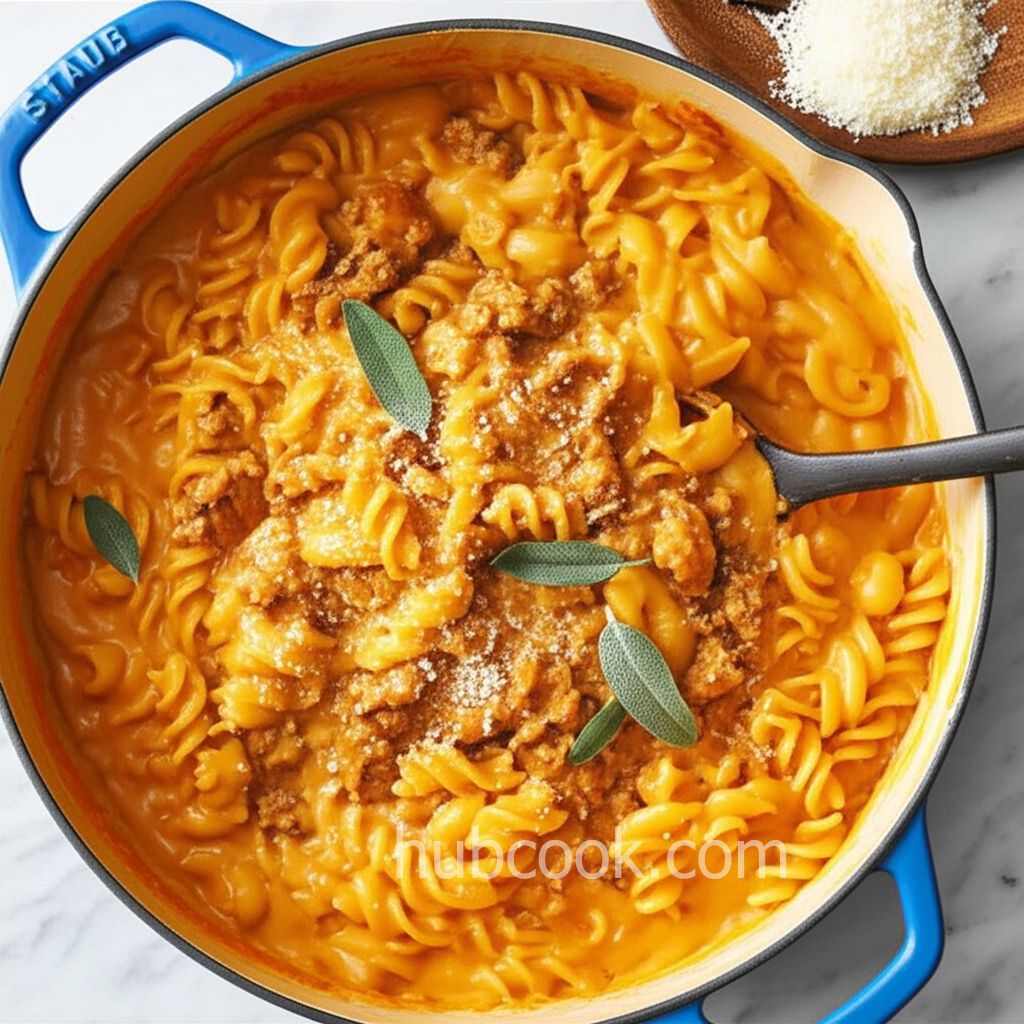 Cheesy Pumpkin and Sausage Pasta