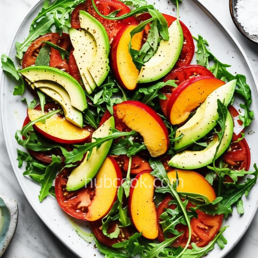 Heirloom Tomato Salad with Nectarines, Avocado, and Arugula