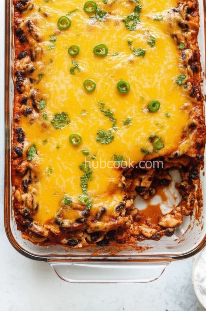 Layered Chicken and Black Bean Enchilada Casserole