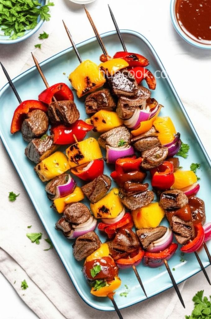 Orange Beef Kabobs with Grilled Fruit