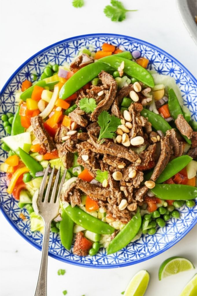 Spicy Gingered Beef and Snap Pea Salad