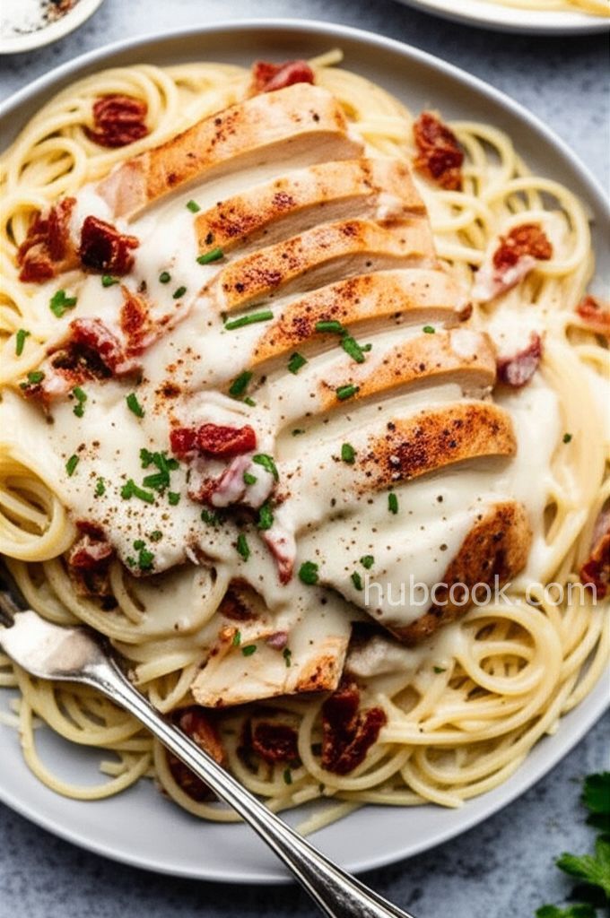 Chicken Spaghetti with White Sauce