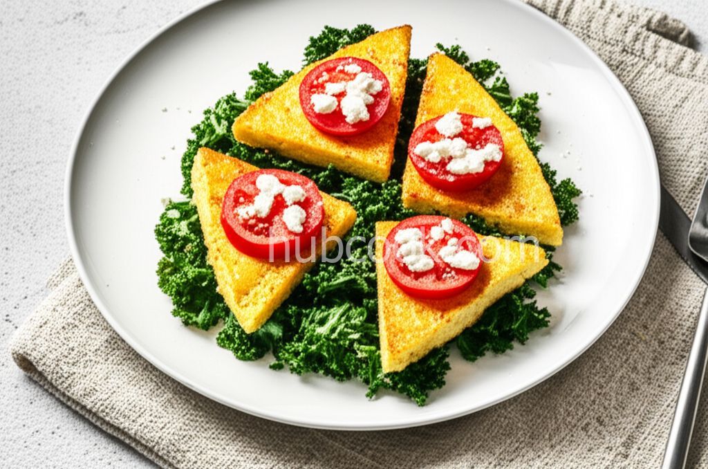 Pan-fried Polenta with Corn, Kale and Goat Cheese