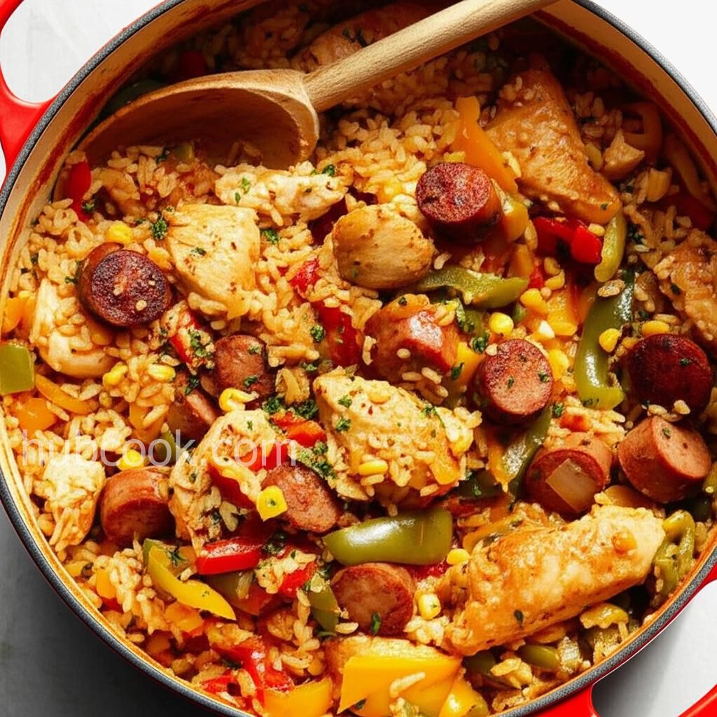 Three-Pepper Rice and Chicken Pot