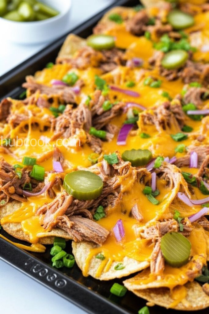 Baked BBQ Pulled Pork Nachos