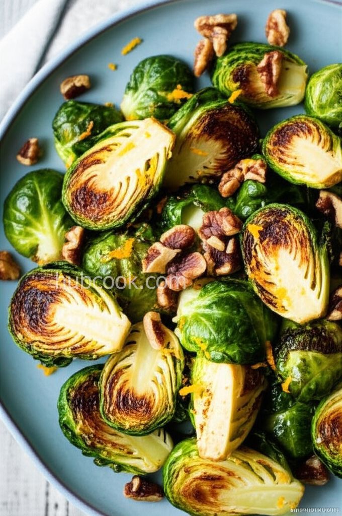 Browned Brussels Sprouts with Orange and Walnuts