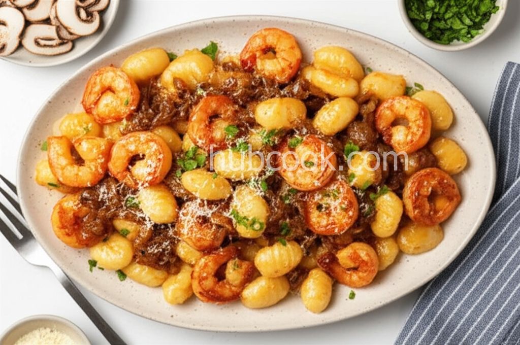 Creamy Saffron Shrimp with Gnocchi and Caramelized Onion