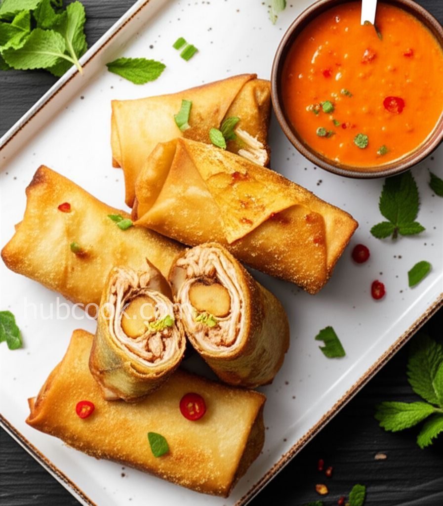 Jerk Chicken Egg Rolls with Mango-Habanero Sauce