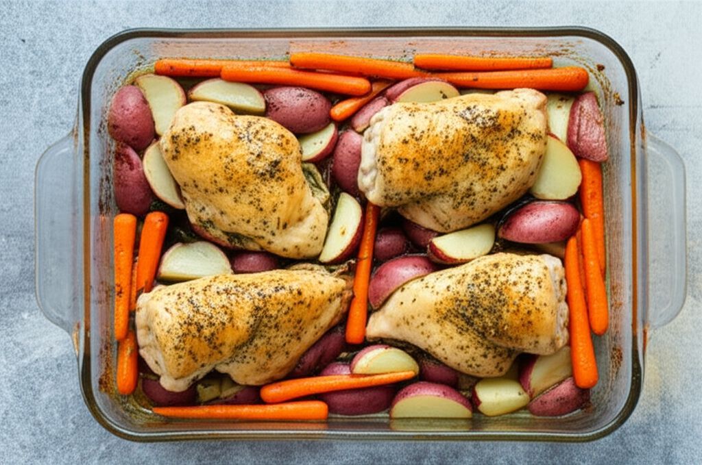Oven-Roasted Chicken Breasts with Carrots and Red Potatoes
