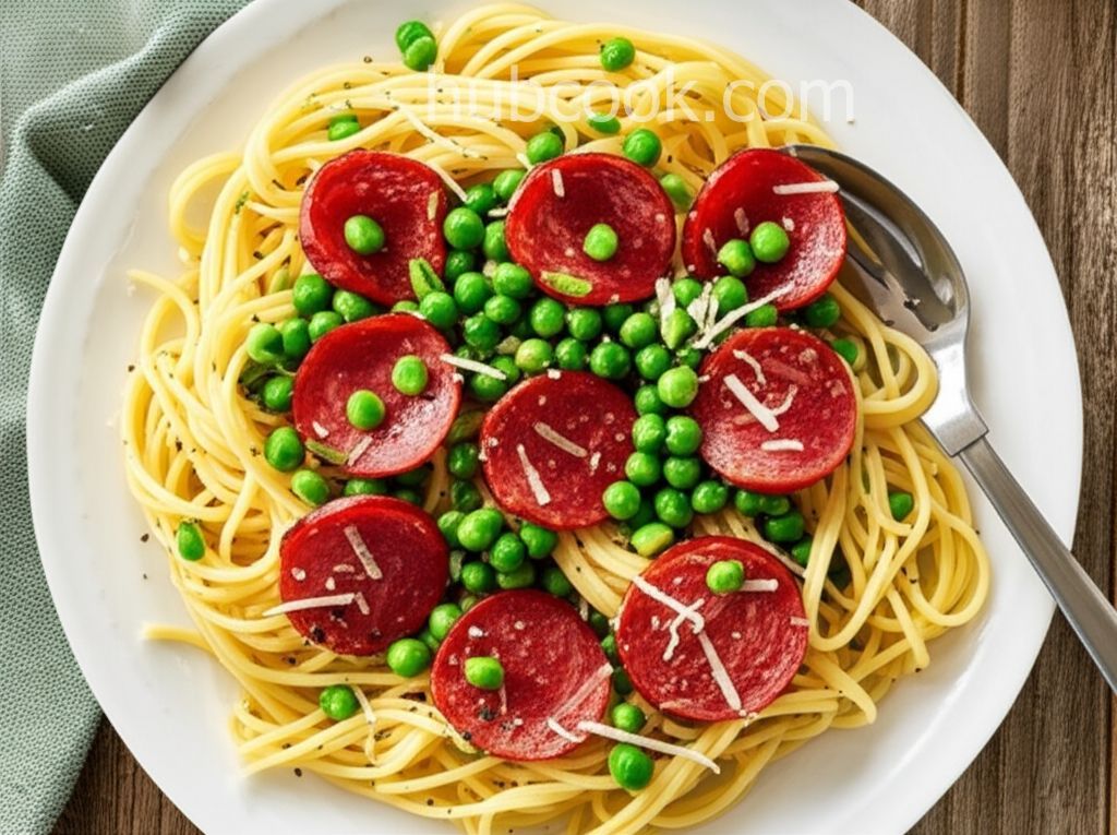 Pasta with Salami and Peas