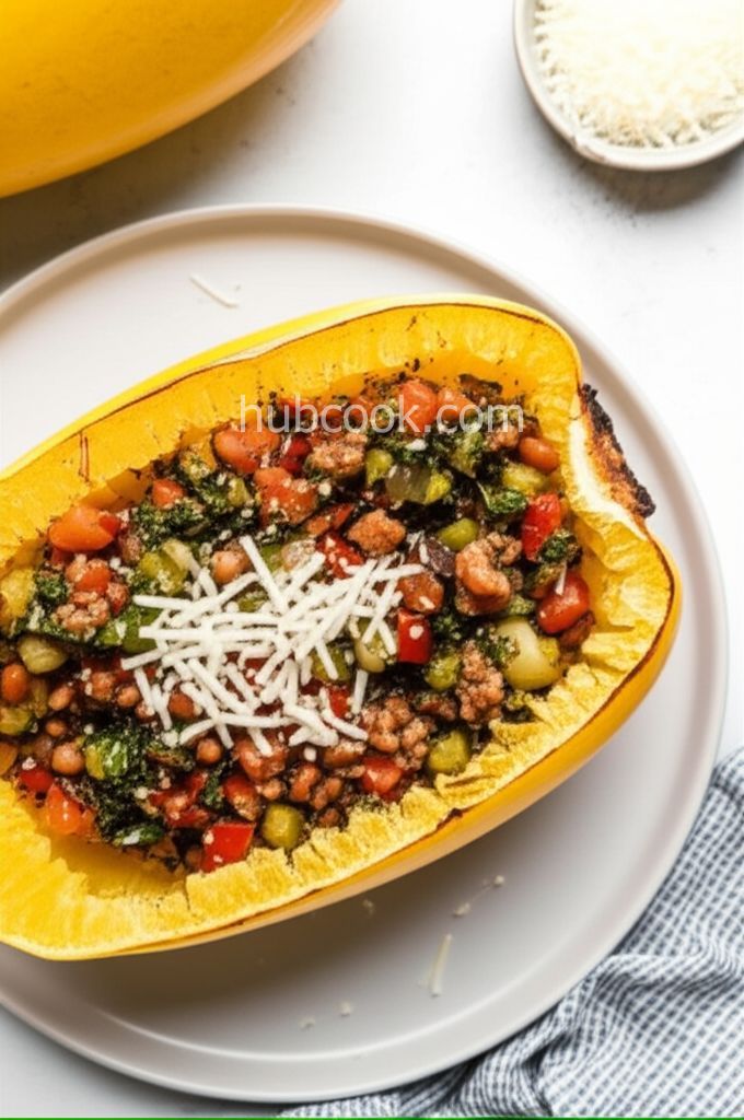 Pesto Spaghetti Squash Skillet with Hillshire Farm Smoked Sausage
