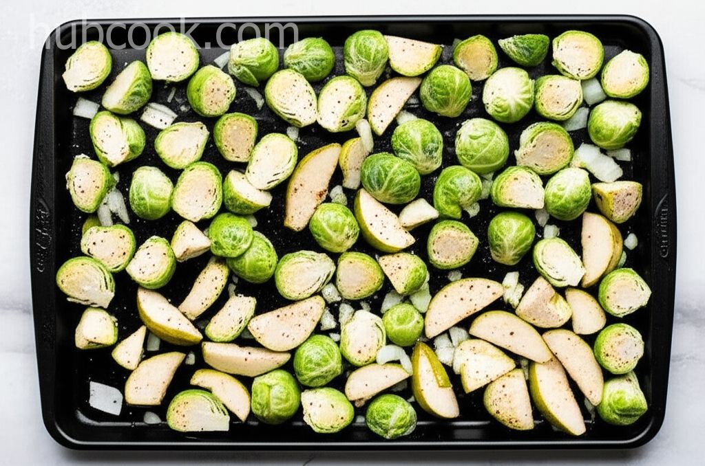 Roasted Brussels Sprouts with Pears