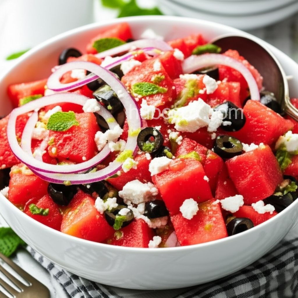 Watermelon Salad with Mint Dressing