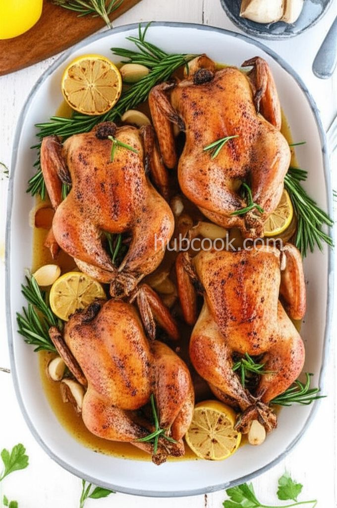 Cornish Game Hens with Garlic and Rosemary