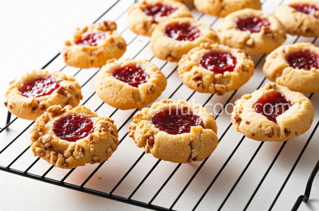 Pecan Raspberry Thumbprint Cookies