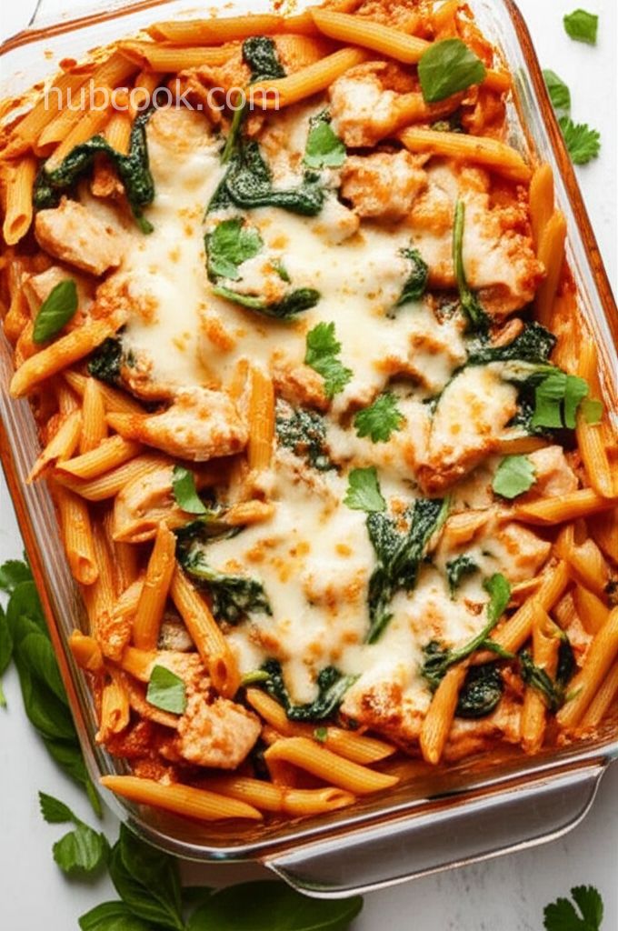 Three-Cheese Chicken Penne Pasta Bake