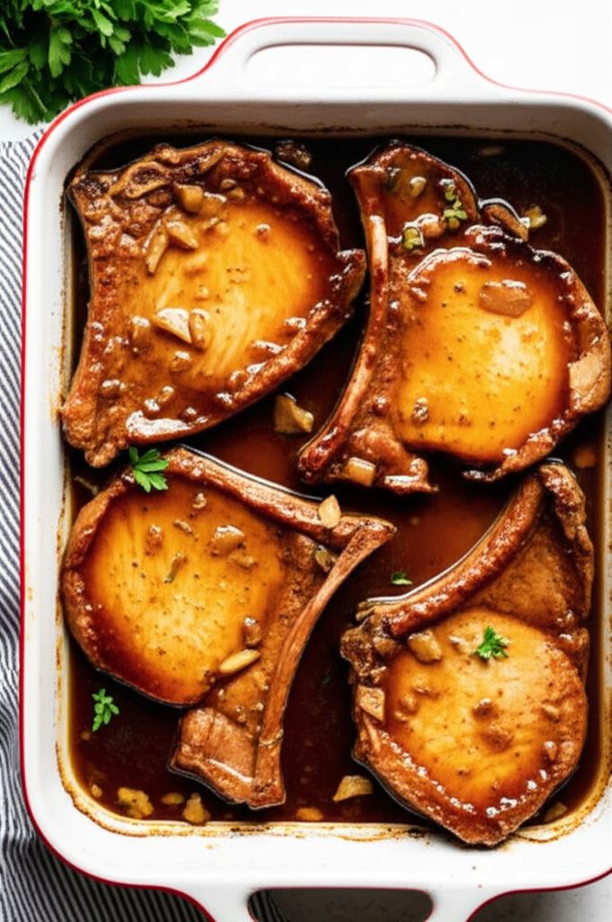 Bourbon Apple Cider and Honey Glazed Pork Chops