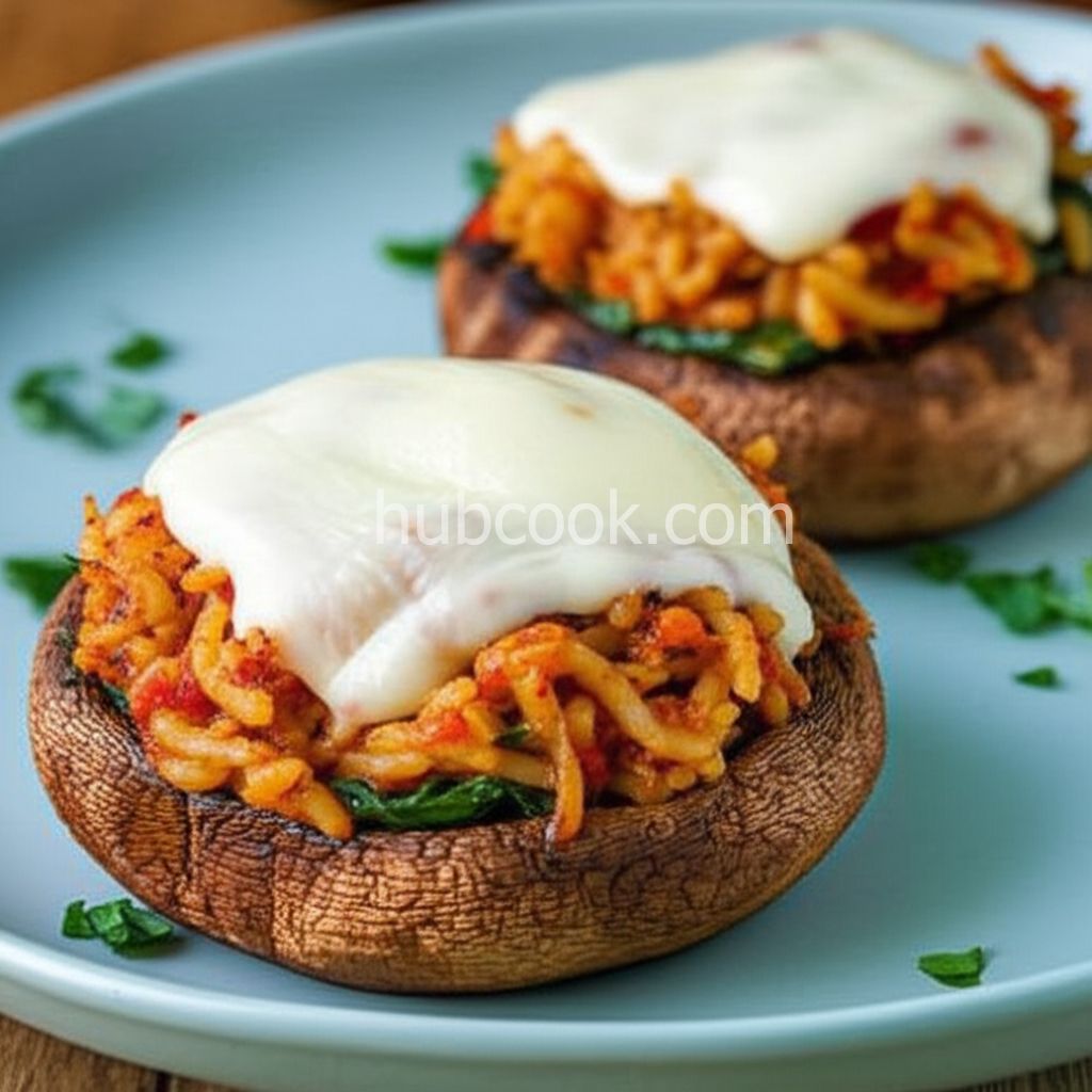 Chicken and Orzo Stuffed Portobello Mushrooms