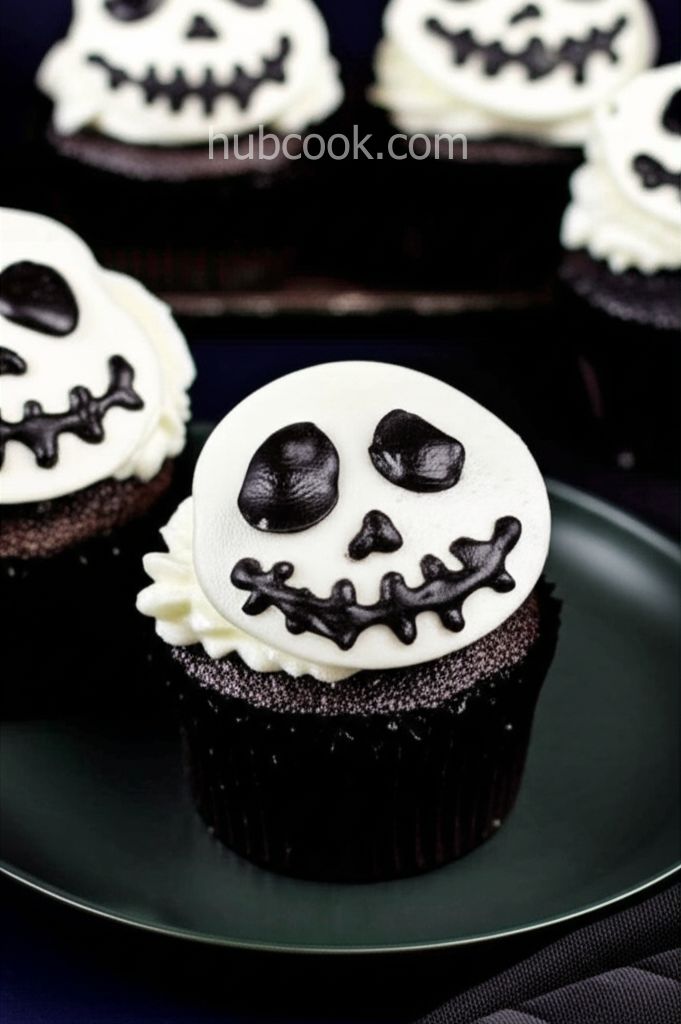Creepy Halloween Skull Cupcakes