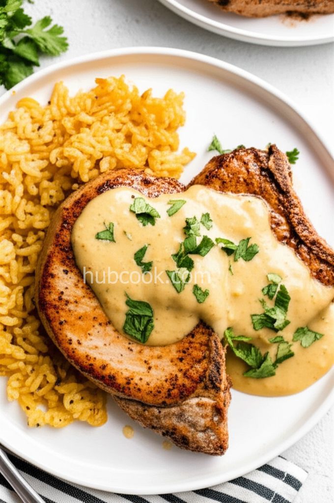 Pork Chops with Creamy Poblano Sauce