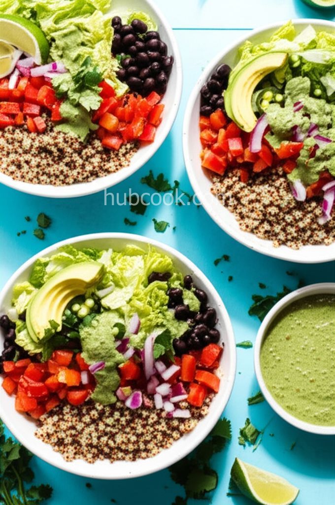 Vegan Mexican Quinoa Bowl with Green Chile Cilantro Sauce