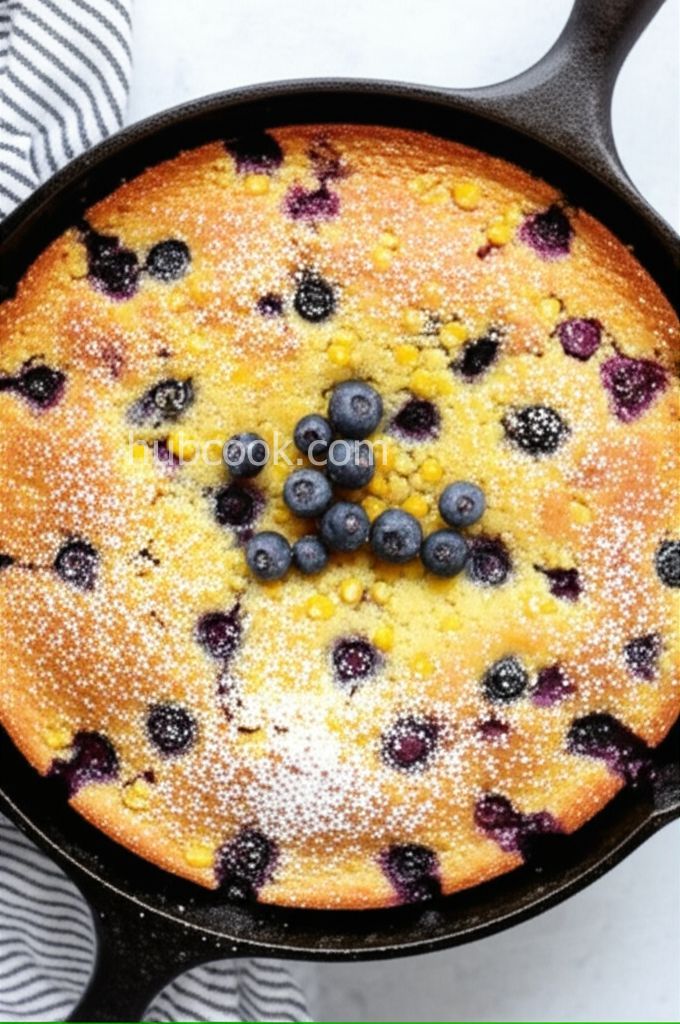 Blueberry Cornbread in a Skillet
