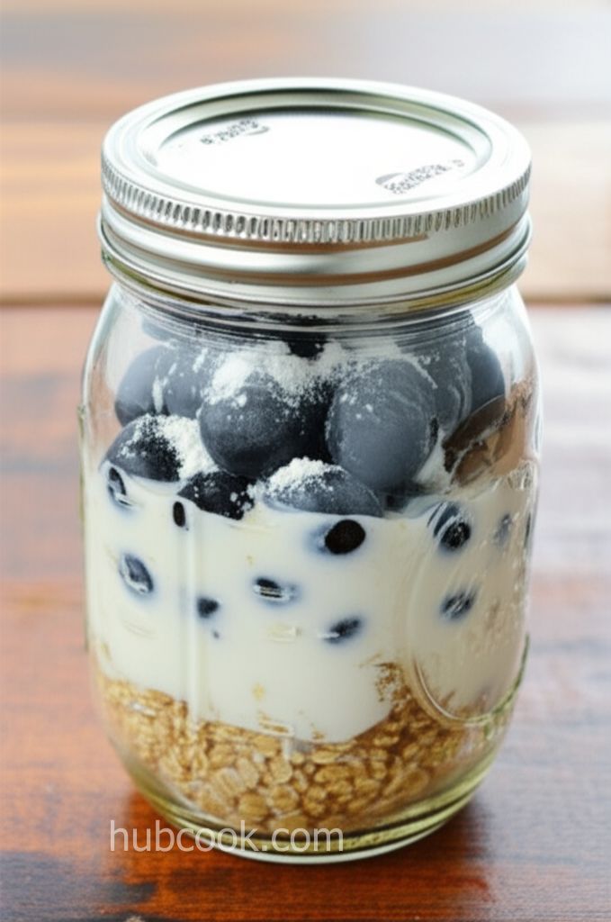 Overnight Steel-Cut Oats with Yogurt and Blueberries