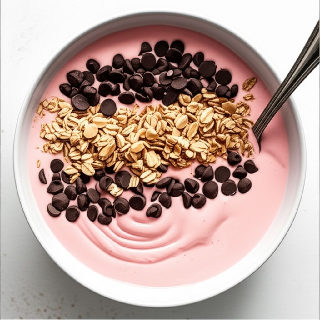 Protein Smoothie Bowl with Berries, Chocolate Chips, and Granola