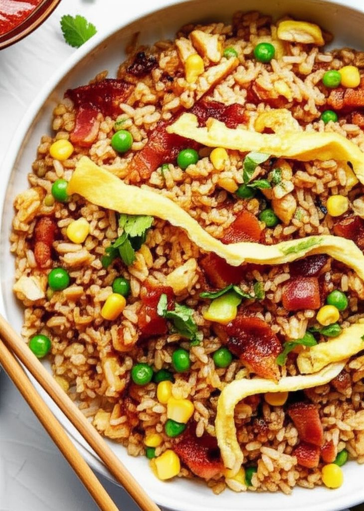 Fried Rice with Bacon and Sriracha