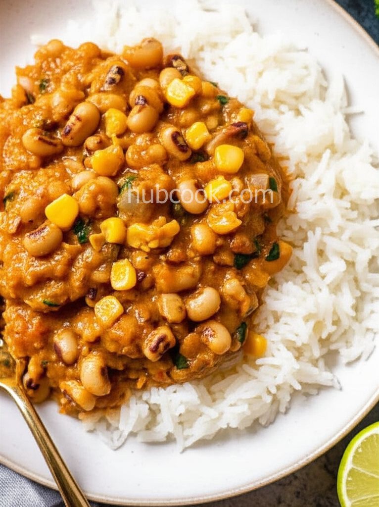 Quick Coconut Curry with Rice, Corn, and Beans
