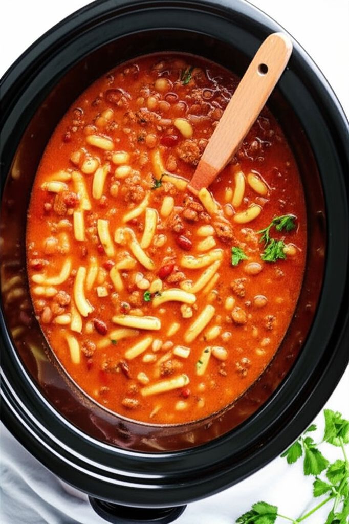 Slow Cooker Pasta Fagioli Soup