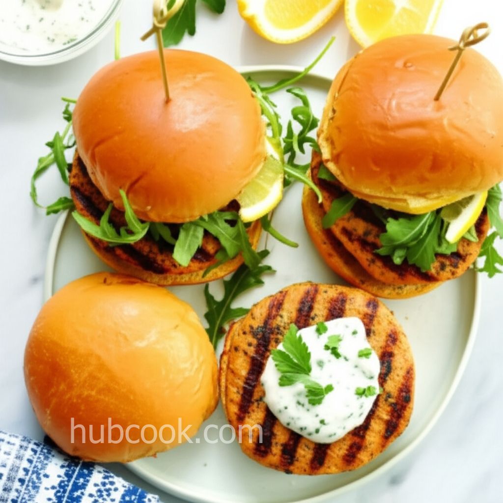 Fresh Salmon Burgers with Lemon Yogurt Sauce