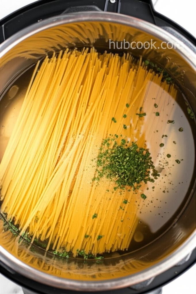 Instant Pot Linguine with Pesto and Peas
