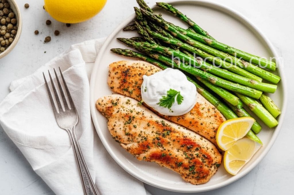 Skillet Chicken and Asparagus with Lemon Caper Sauce