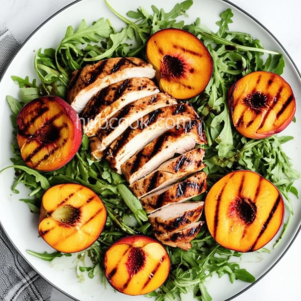 Grilled Chicken, Peach, and Arugula Salad